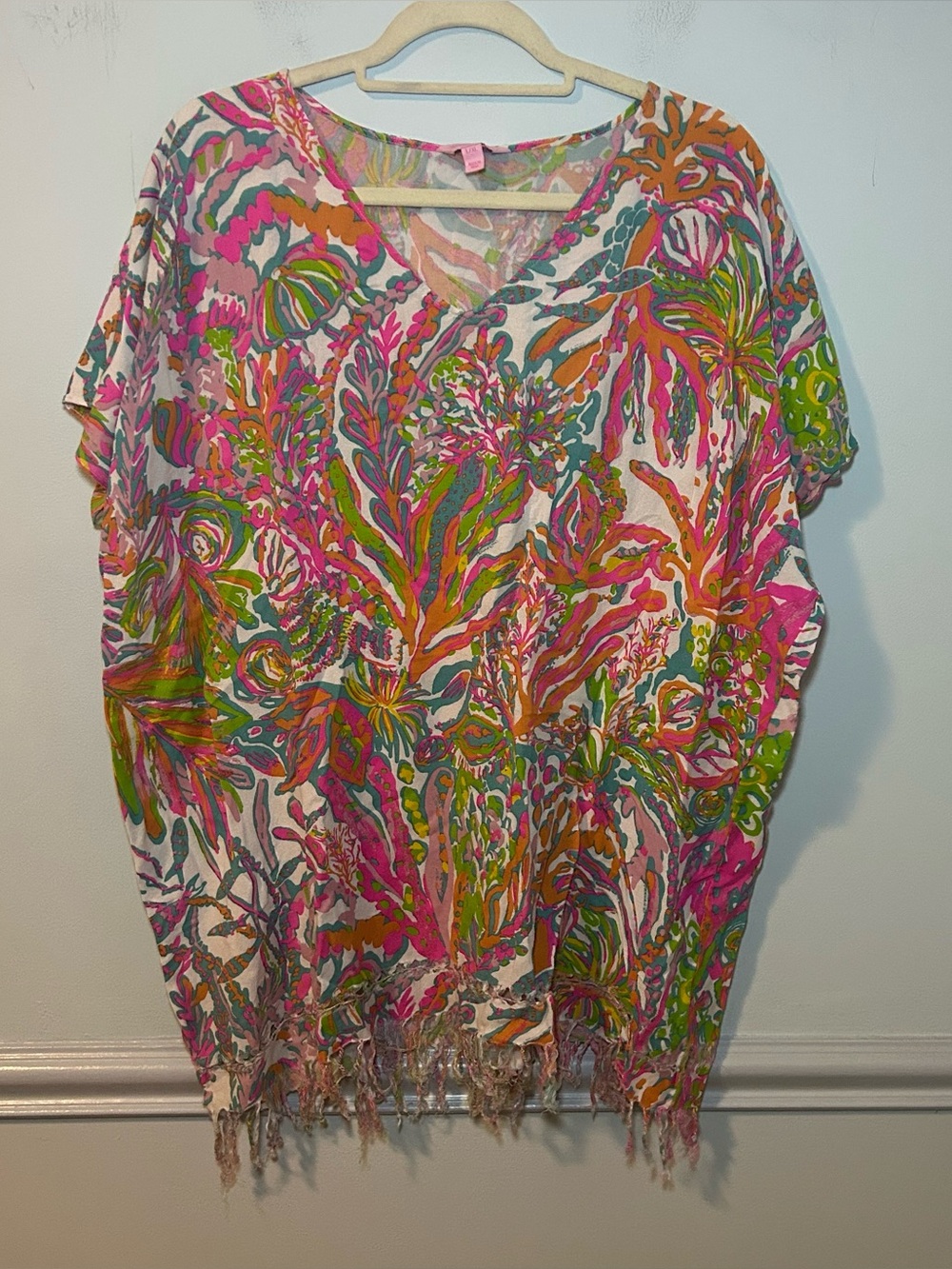 Lilly Pulitzer Scuba to Cuba Multi-Colored Fringe Hem Swim Coverup Size L/XL